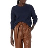 image:imageCable Stitch Womens Cable Crewneck Sweater  Long Sleeve Drop Shoulder Boxy Pullover Knit Top XLarge Navy