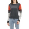 image:imageCable Stitch Womens ContrastSleeve Cotton Sweater  Crewneck Long Sleeve Knitted Pullover Top Small Charcoal