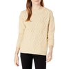 image:imageCable Stitch Womens Diamond Cable Crewneck Sweater  Long Sleeve Pullover Top Medium Sand