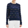 image:imageCable Stitch Womens Dotted Stripe Sweater  Crewneck Long Sleeve Knitted Pullover Top Small MultiNavy
