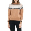 image:imageCable Stitch Womens Fair Isle Sweater  Classic Vintage Jacquard Long Sleeve Crewneck Pullover Top Bark Medium