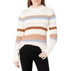 image:imageCable Stitch Womens Mixed Pointelle Stripe Sweater  Mock Neck Long Sleeve Colorblock Pullover Knit Top Medium MultiCream