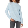 image:imageCable Stitch Womens Mixed Stitch Turtleneck Sweater  Mock Neck Fringe Raglan Long Sleeve Pullover Solid Color Top Small Light Blue