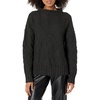 image:imageCable Stitch Womens Mock Neck Braided Cable Sweater  Soft Long Sleeve Solid Color Textured Loose Pullover Knit Top Medium Charcoal