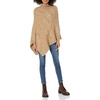 image:imageCable Stitch Womens Mock Neck Cable Poncho  Solid Color Oversized Sweater Knit Cape Coverup Top SmallMedium Camel