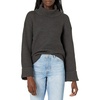 image:imageCable Stitch Womens Oversized RibCuffed Wide Sleeve Turtleneck Sweater  Long Sleeve Drop Shoulder Pullover Top Large Charcoal
