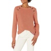 image:imageCable Stitch Womens Raglan Long Sleeve Shaker Stitch Pullover Sweater  Fisherman Rib Knit Crewneck Cotton Top Small Marled Cinnamon