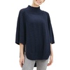 image:imageCable Stitch Womens RibCollar Tunic Sweater  Loose Fit Oversized Mock Neck 34 Sleeve Pullover Poncho Coverup Top LargeXLarge Navy