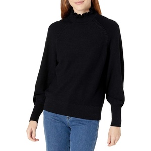 image:imageCable Stitch Womens Bishop Sleeve Mock Neck Sweater Black XSmall