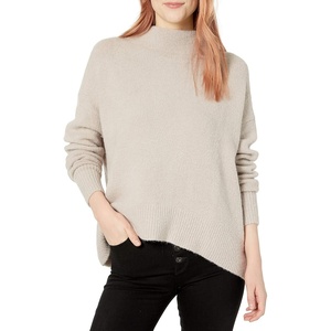 image:imageCable Stitch Womens Mock Neck Cozy Sweater  Oversized Soft Long Sleeve Drop Shoulder High Low Hem Slouchy Pullover Top XLarge Light Grey