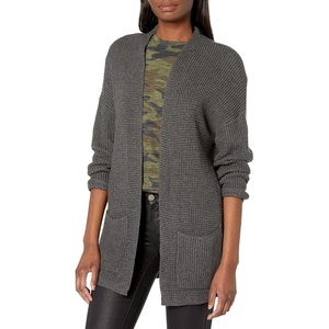 image:imageCable Stitch Womens Open Front Waffle Stitch Knit Cardigan  Long Sleeve Casual Sweater Coat with Pockets XLarge Charcoal