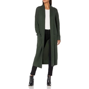 image:imageCable Stitch Womens Open Placket Long Cardigan  Open Front Long Sleeve Sweater Coat with Pockets Large Olive
