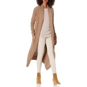 image:imageCable Stitch Womens Open Placket Long Cardigan  Open Front Long Sleeve Sweater Coat with Pockets XSmall Taupe